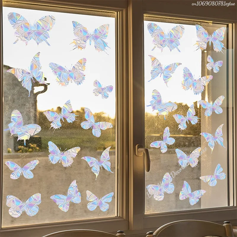 Butterfly Rainbow Suncatcher Window Stickers PVC Star Prism Glass Wall Sticker Home Kids Bedroom Decoration Self Adhesive Decal