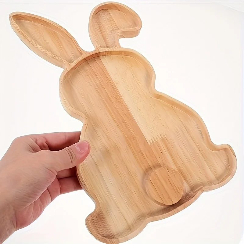 Bandeja de madera para servir con forma de conejito de Pascua, diseño de conejo para té y aperitivos de la tarde, accesorio para el té de la tarde, accesorios para conejos
