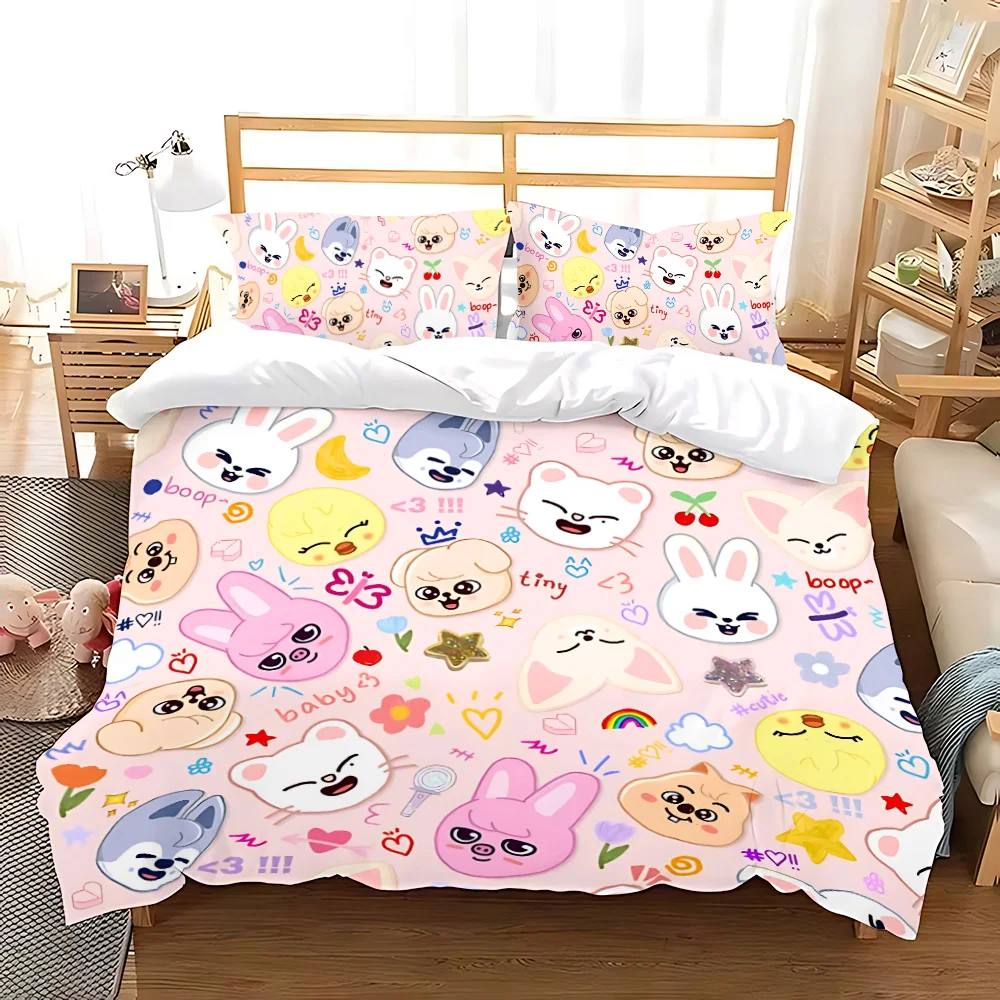 Duvet Cover Pillowcase Bedding Set K-Kpop Adult Boy Girl Bedroom Decoration Children Gift Stray KidsS Single Double Large Size