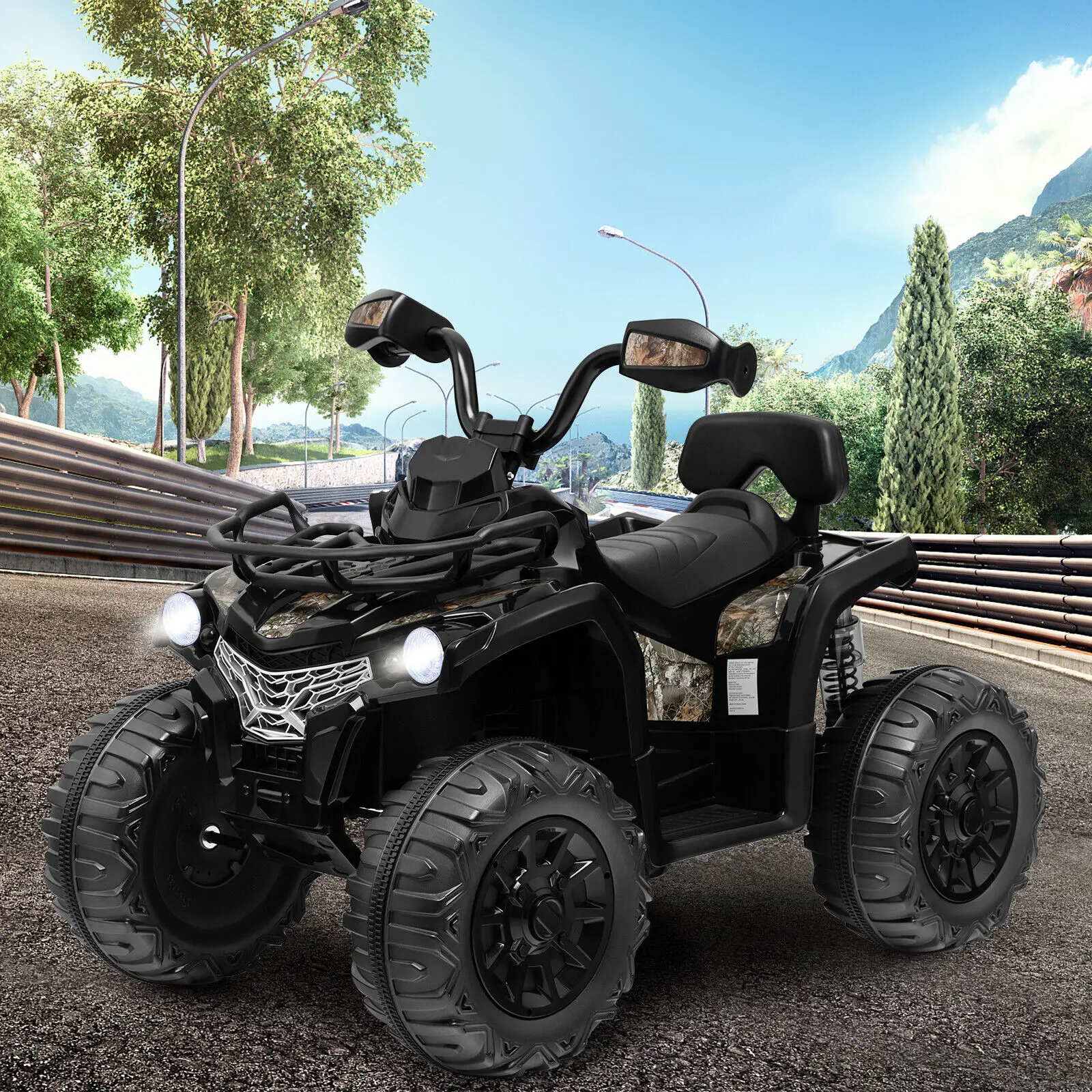 

Babyjoy 12V Kids Ride On ATV Electric 4-Wheeler Quad 2 Speeds w/ Mp3 & Headlights Black