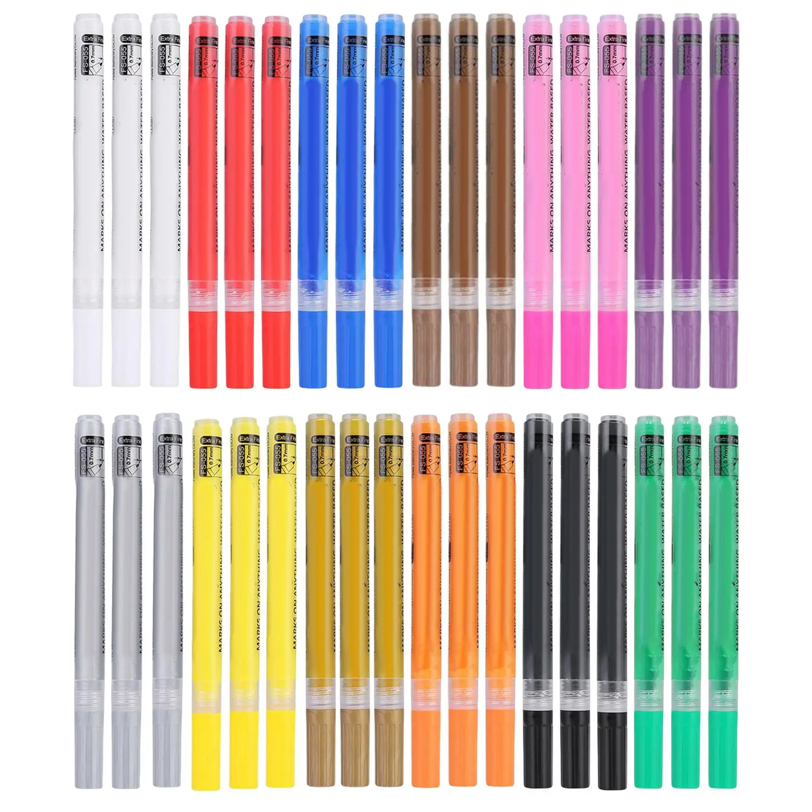 3Pcs Acrylic Ink Pen Art Markers Portable Easy to Use Multicolor Strong Coverage