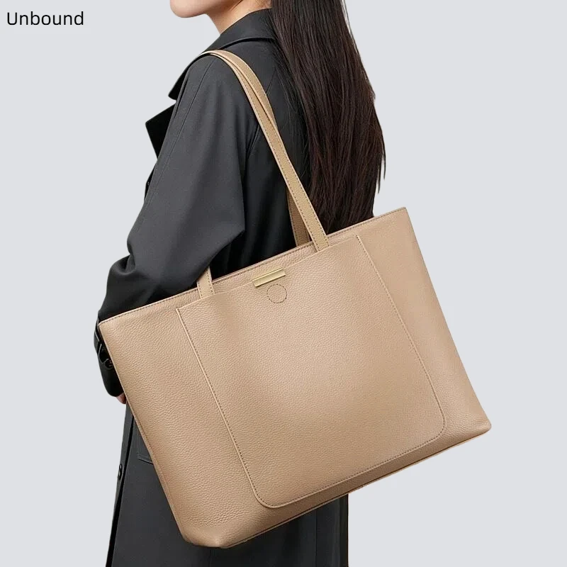 

Top Grain Cowhide Womens Tote Bag Large Capacity Commuter Handheld Fashion Versatile Minimalist Genuine Leather Luxury Underarm