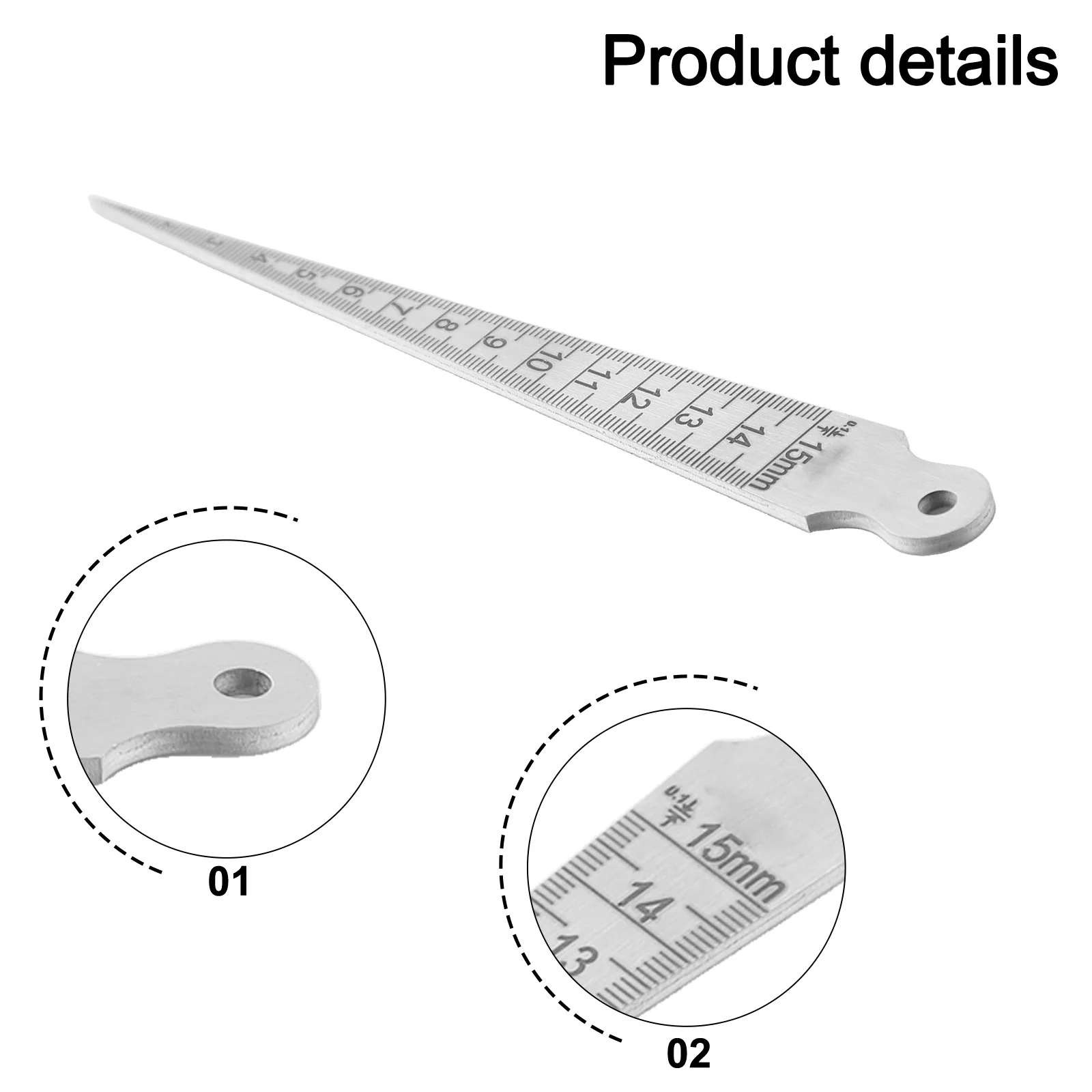 2Pcs 1-15mm Taper Gauge Feeler Gap Hole Measure Aperture Mark Steel Wedge Set For Cylindrical Bores Small Holes Slots Measuring