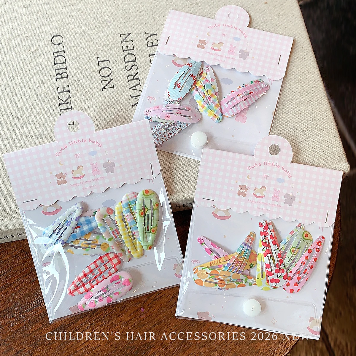 10Pcs/Set Cute Floral Fruit Plaid Snap Hair Clips for Toddler Girls No Hurt Hair Wavy Edge Barrettes Baby Kids Bangs Hair Acce view 5