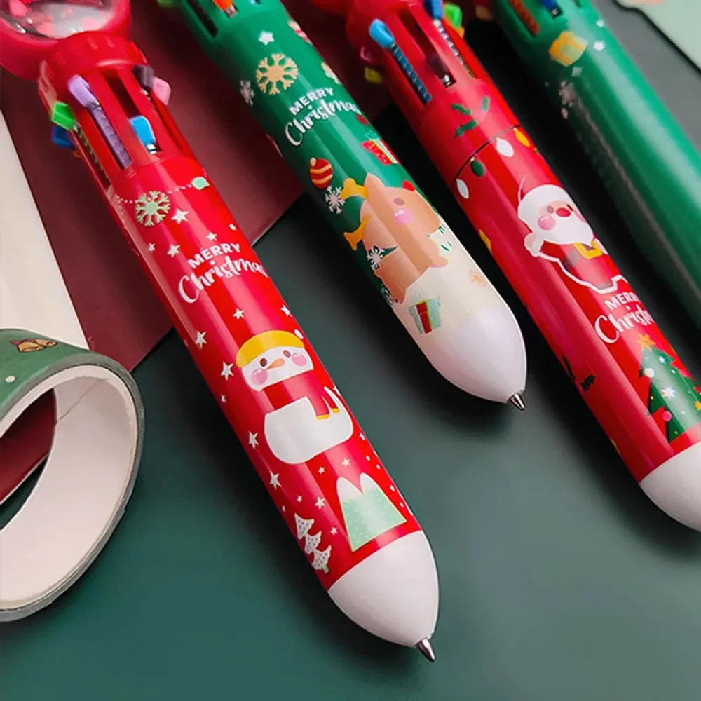 Cartoon Colorful Pen Santa Claus Xmas Tree Deer Ballpoint Pen Merry Christmas Gifts Stationery Writing Tool Office School Supply