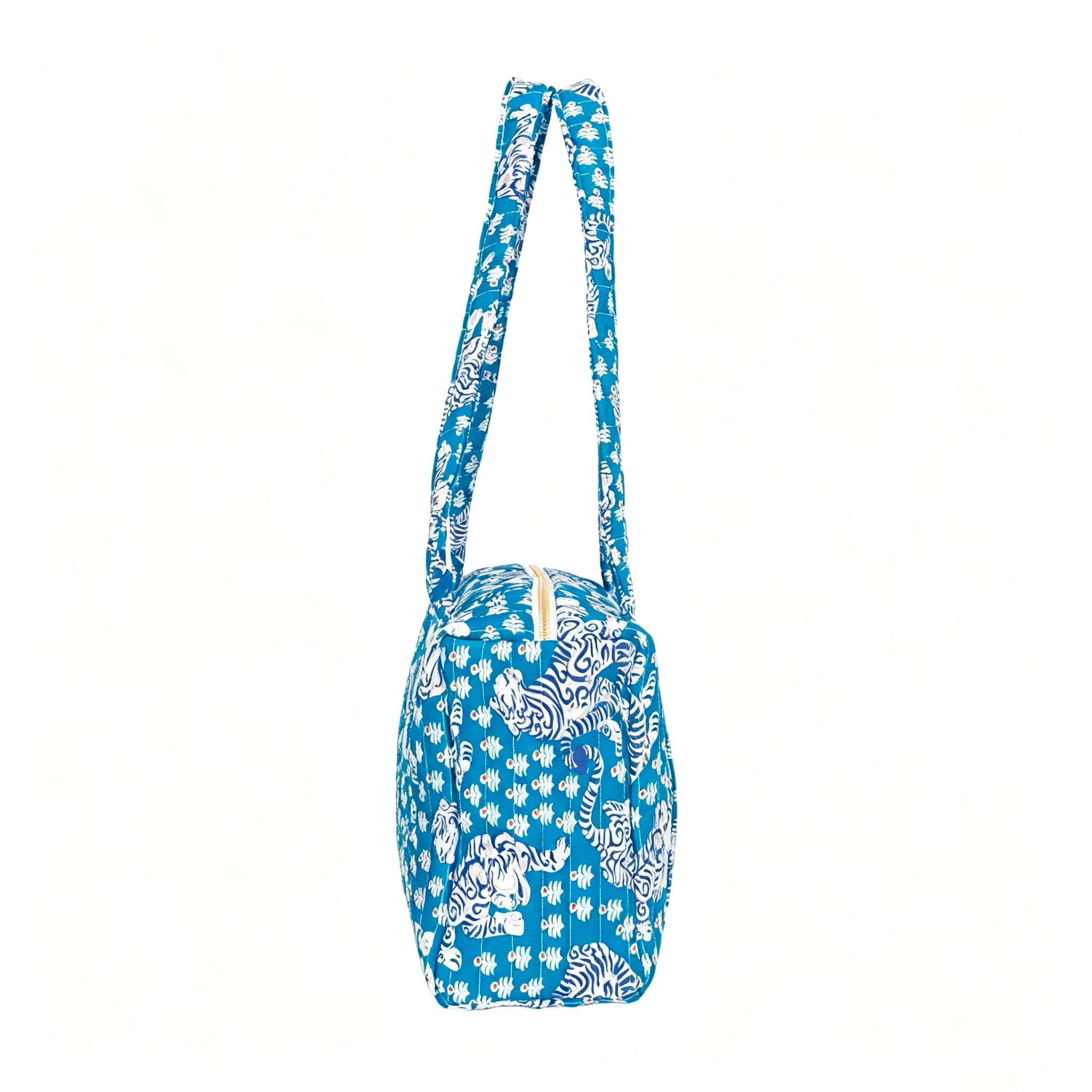 Gesteppte Schultertasche für Damen, Boho-Tigermuster, große Kapazität, Handtasche mit Reißverschluss – Detail 2