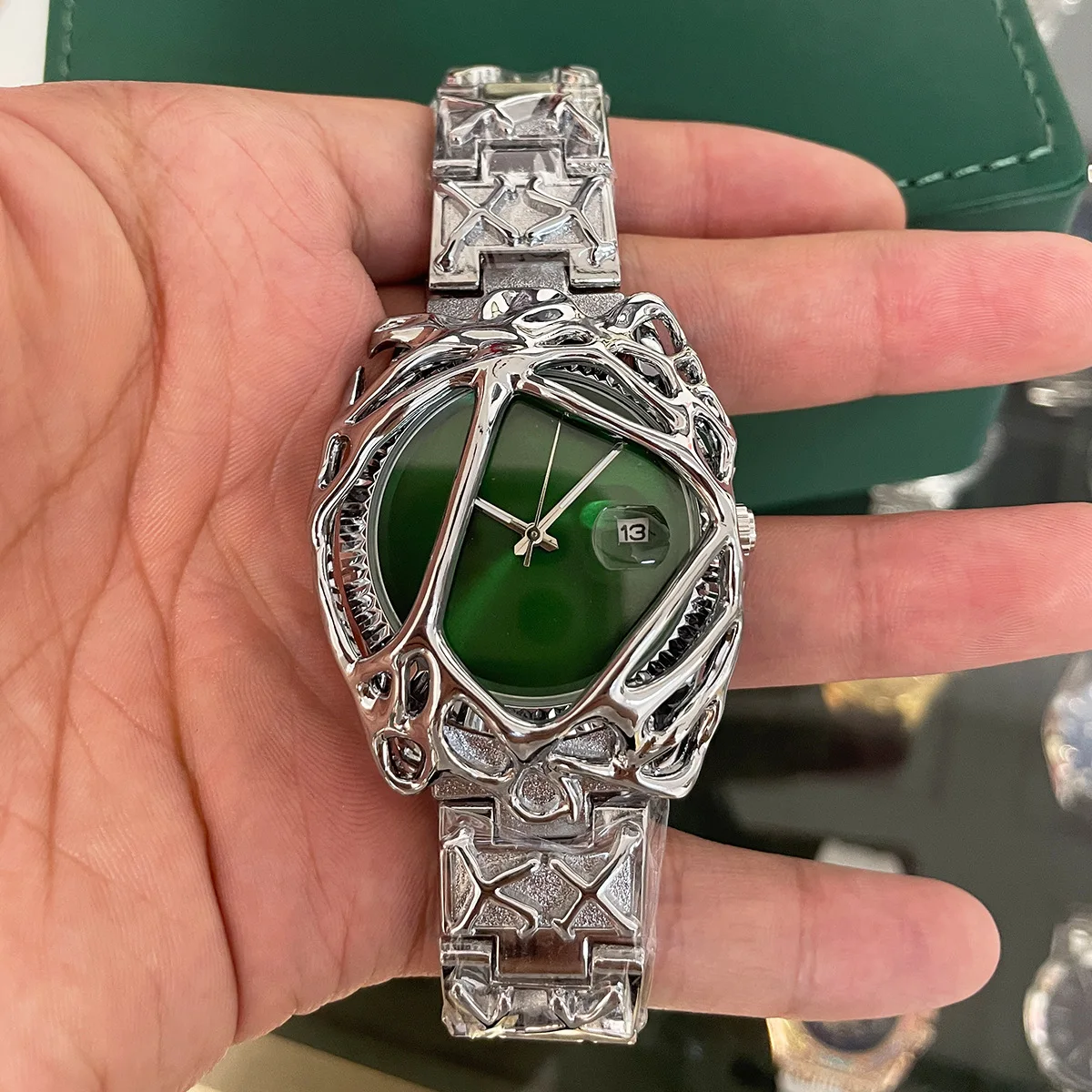 كيوس ساعة Reloj ساعة إبداعية مقاومة للماء ساعات رجال الأعمال ساعة معصم الألفية الأصلية الغريبة