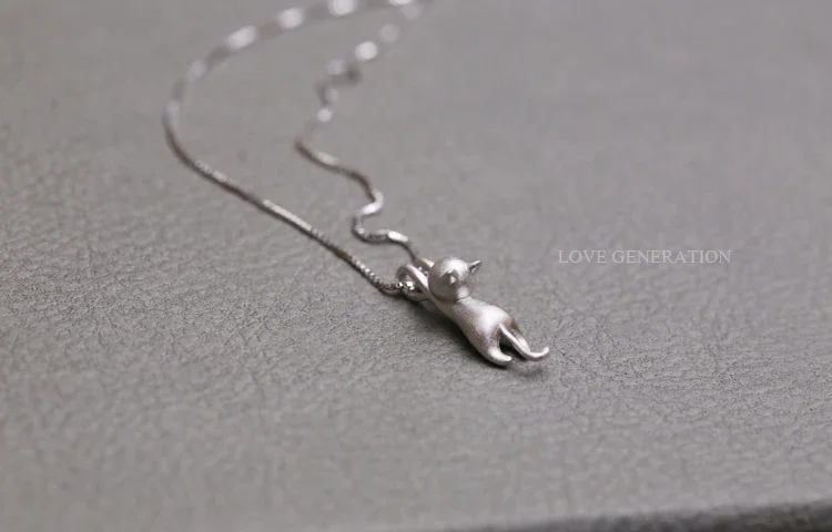 Women's 925 Sterling Silver Cute Cat Necklace & Pendant