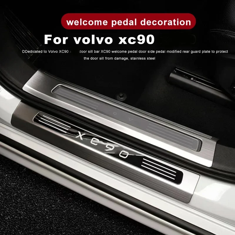 For Volvo XC90 2015-2024 Exterior Door Sill Strip decoration Scuff Guard Plate Sticker Stainless Steel Accessories Car Styling