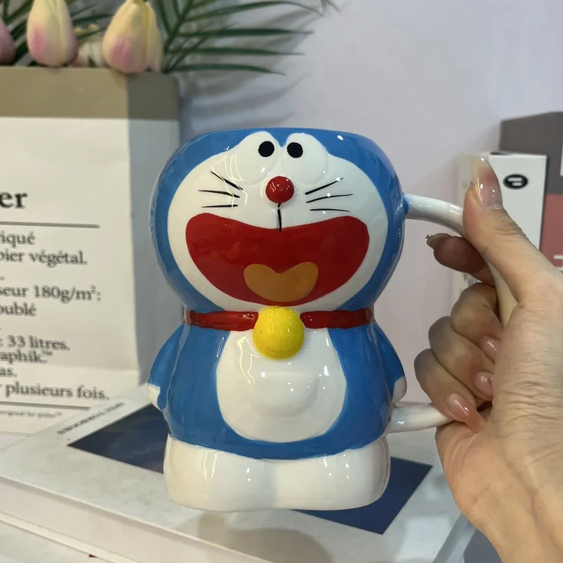 Kawaii Doraemon Action Figure Toys Ceramic Mug Funny Creative Cute Doraemon Cup Ceramic Cups Milk Handle Birthday Gifts For Kids