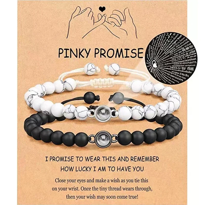 Браслет из натурального камня для пар «Я тебя люблю», 100 языков