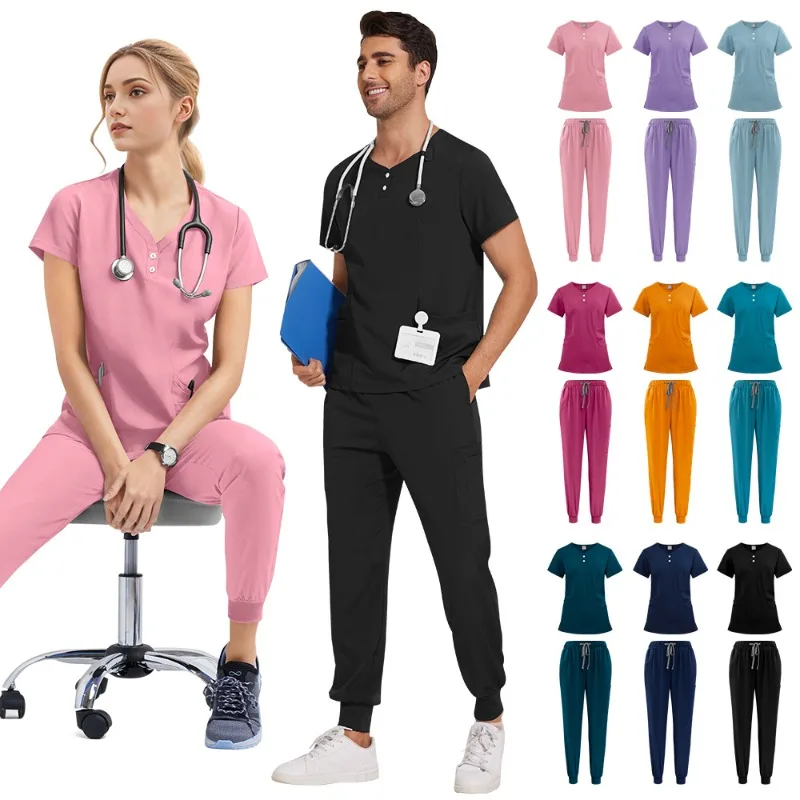 

Women ICU Scrub Top Short Sleeve Summer Thin Dental Doctor Work Uniform Pet Hospital Outfit