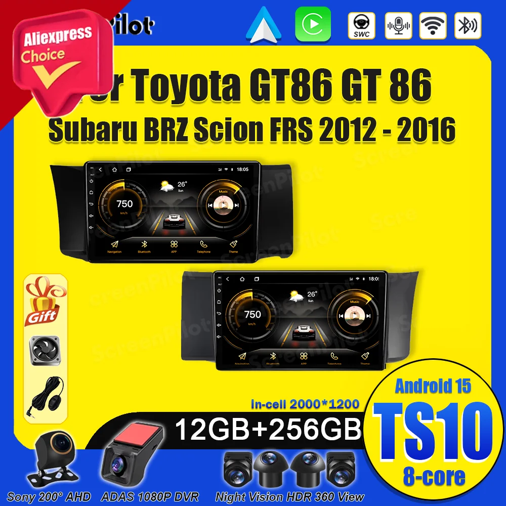 Android 15 для Toyota GT86 GT 86 Subaru BRZ Scion FRS 2012-2016 Автомобильный радиоприемник Android Auto Mirror Link Bluetooth Сенсорный экран Wi-Fi