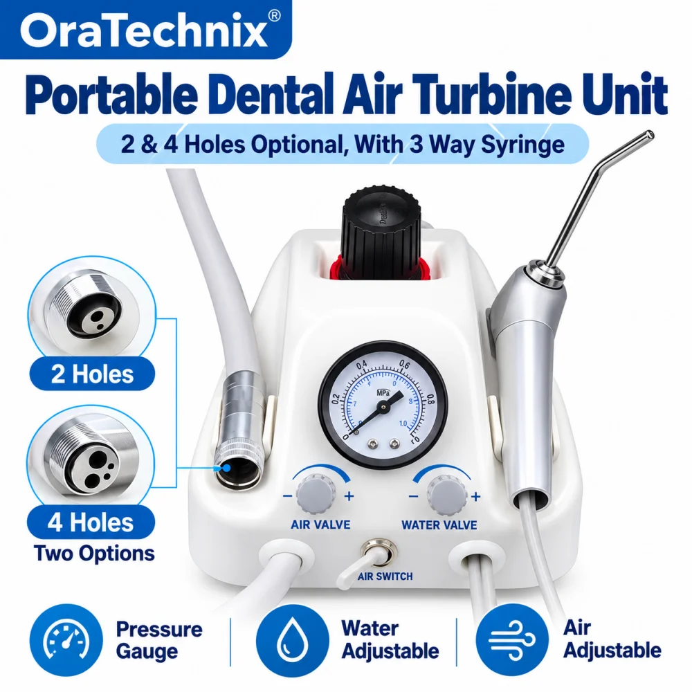Dental Air Turbine Unit Work with Air Compressor Tri-purpose Gun 2/4 Holes Teeth Whitening Dentistry Equipment Plastic Shell