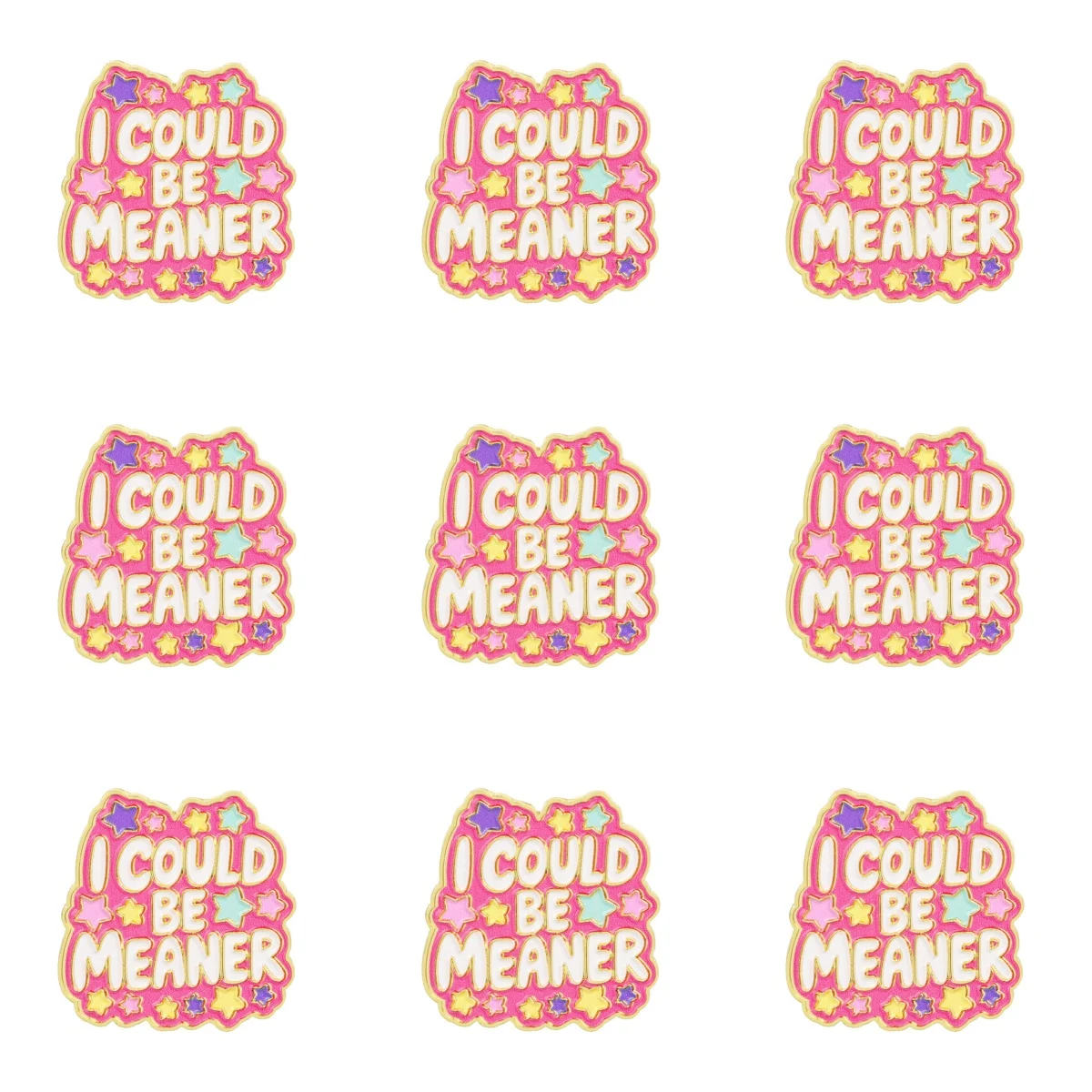 9 Stück Lustige Zitat-Emaille-Pins "I Could Be Meaner" Bunte Stern-Anstecknadel für Jeans, Rucksack, Humorvolles Accessoire, Geschenk – Detail 2