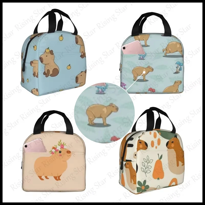 Cartoon capybara Printed Lunch bag insulated lunch box bag students and office workers carry lunchs box bag insulated Lunch Pack