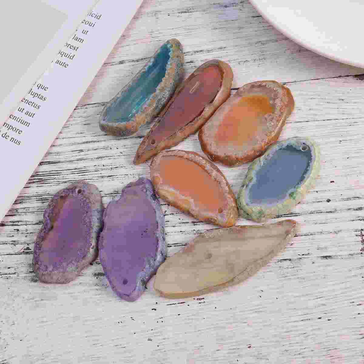 

20 Pcs Wind Chime Pendants Beautiful Natural Agates Colorful Slices Sweater Chain Accessories Bead Kits Tabletop