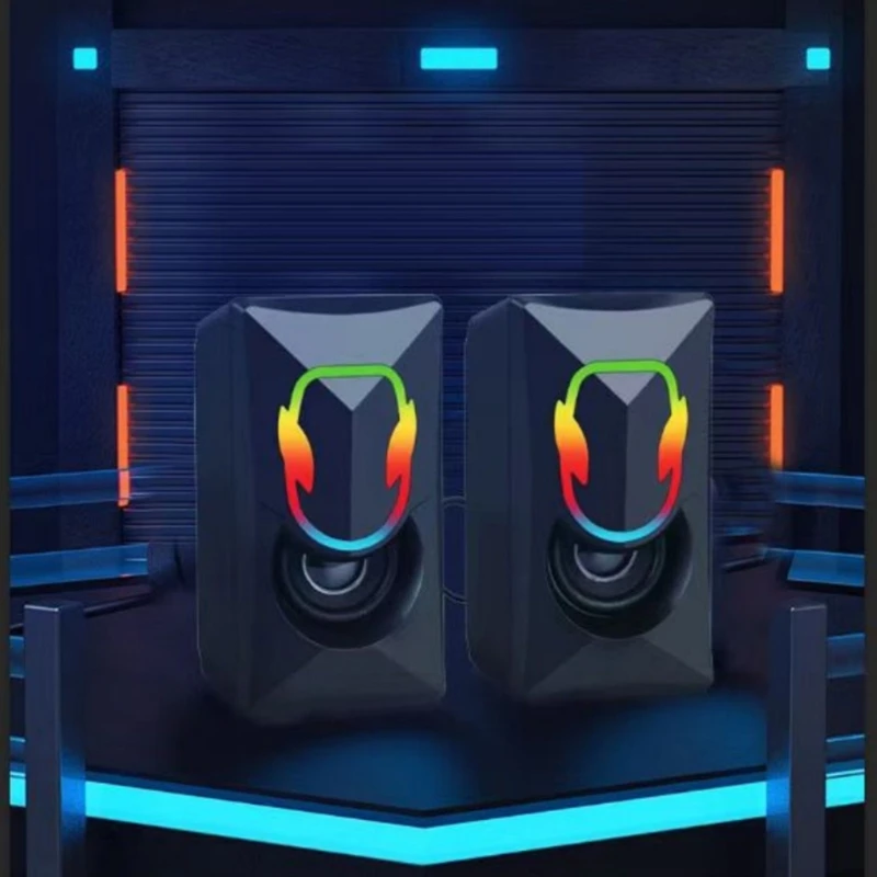 USB-Lautsprecher, 3,5-mm-Anschluss, Desktop-Stereo-Sound, Musik, RGB-Licht, Spiellautsprecher K1KF