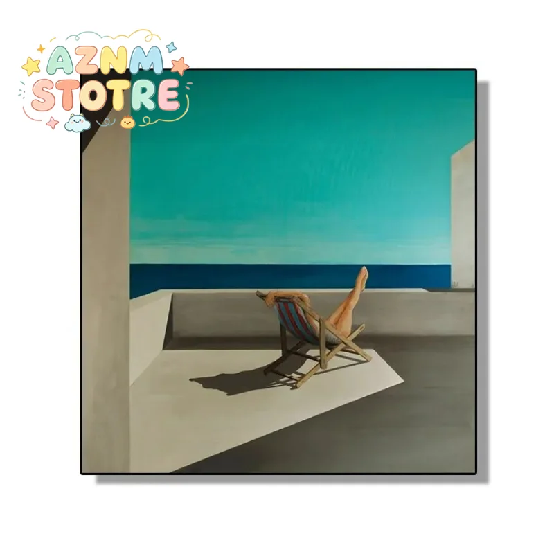 David Hockney Abstract Landscape Canvas Poster | Swimming Pool & Ocean View Wall Art for Living Room Decor
