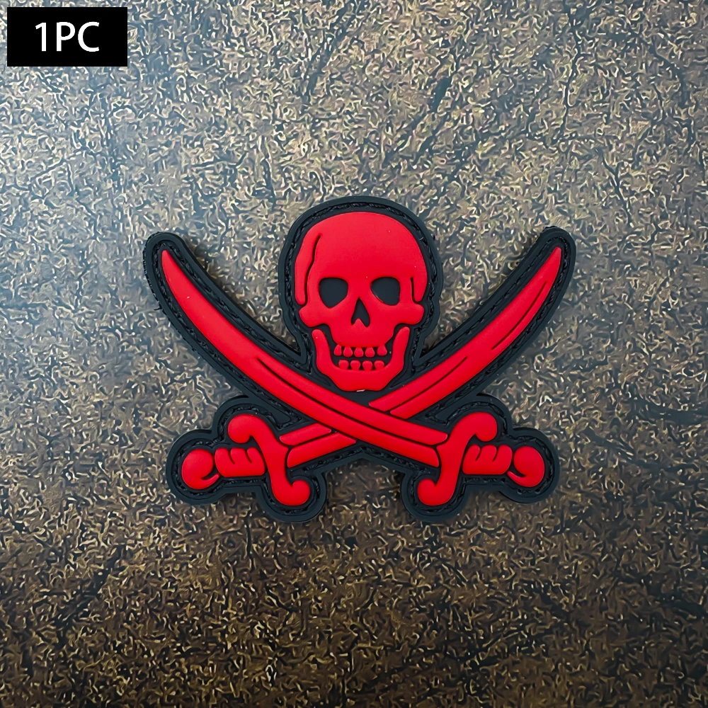 Vintage Skull Cross-Shaped Decorative Velcro Patch Pvc Glow-In-The-Dark Material with Matching Hook-And-Loop Backpack, Baseball Cap, Jacket, Suitcase DIY Decorative Patch Badge Applique view 2