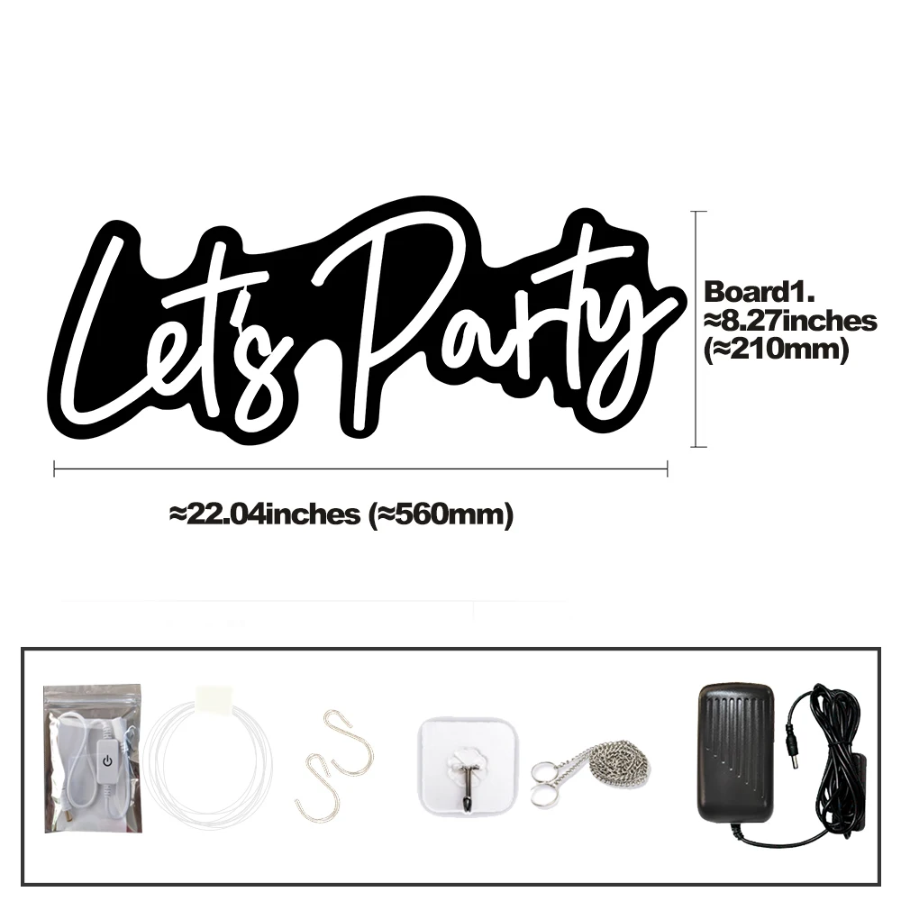 Imagem -04 - Lets Party Neon Sign para Bachelorette Party Led Night Light Wall Art Decor Regulável Festa em Casa 22x8 Polegadas