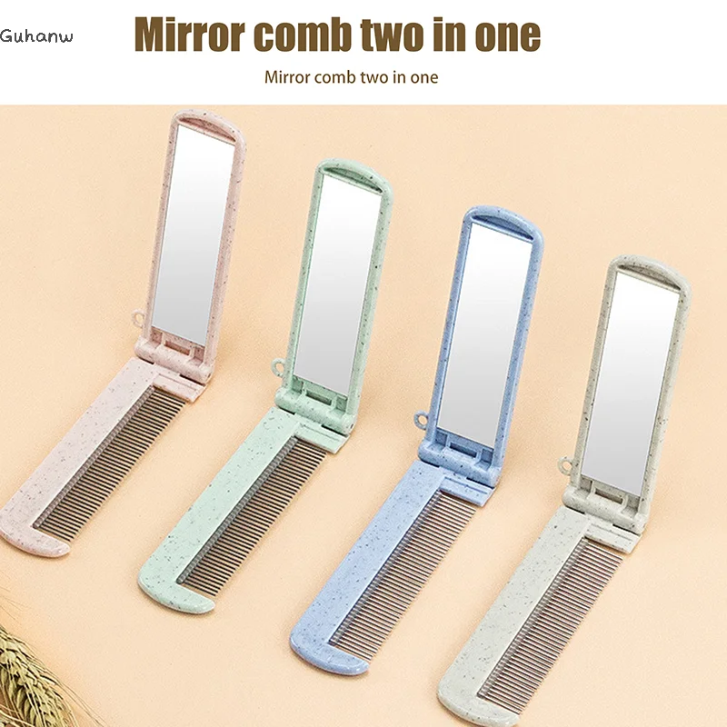

Lovely Animals Cartoon Comb Simple Hairdressing Plastic Portable Comb With Mirror Foldable 2 In 1 Pocket Hair Brush Students