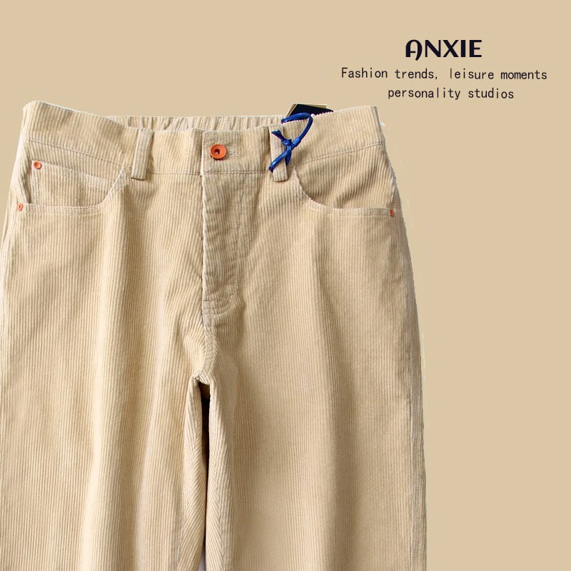 

Brand Corduroy Straight Leg Casual Pants ex Autumn Winter Heavyweight Faionable Loose Fit Long Trousers