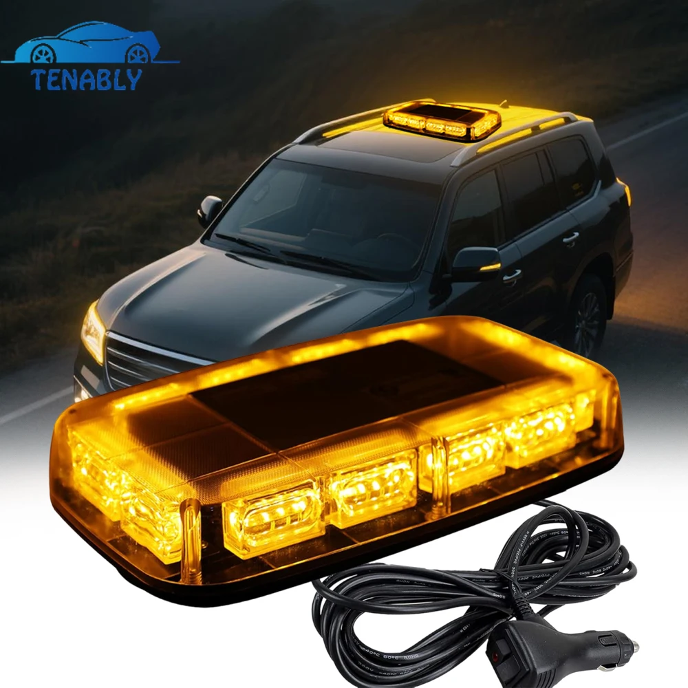 48LED Car Strobe Lights Roof Top Safety Warning Flashing Light Magnetic Mount Waterproof 12V/24V Trucks Warning Lamp for Offroad