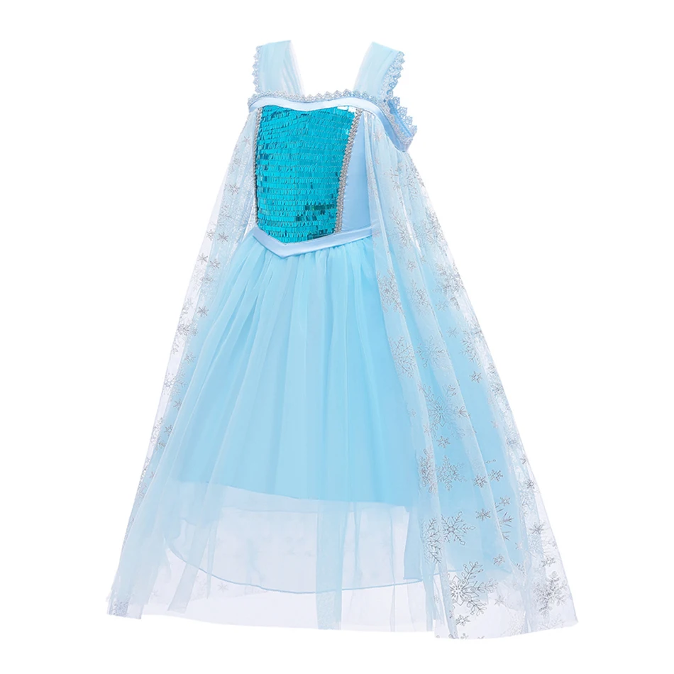 Elsa Cosplay Snow Queen Girls Princess Dress Kids Birthday Halloween Carnival Party Costume Children Fantasy Vesidos