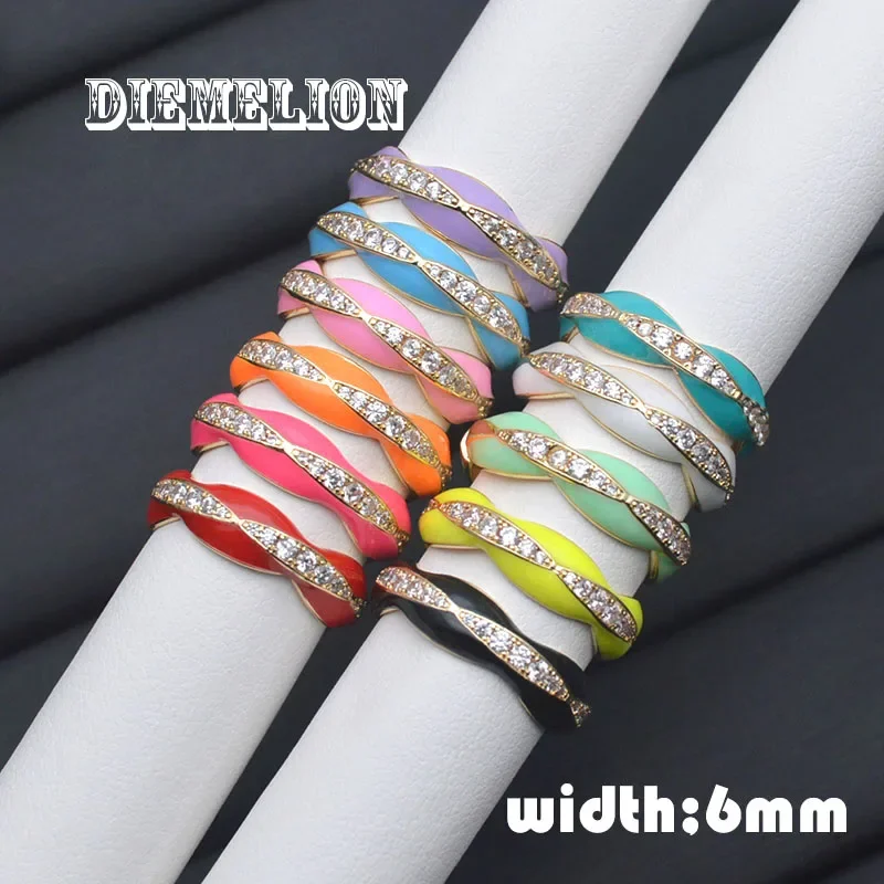 

Enamel Open Adjusted Ring Candy Colorful Neon Rings for Women Fluorescent Fashion Copper Zircon Micro Pave Jewelry