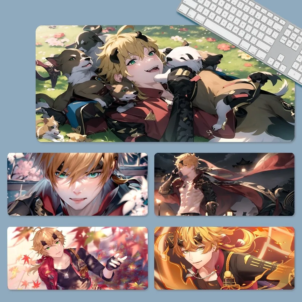 Anime Genshin Impact Thoma Mousepad Large Gaming Mouse Pad LockEdge Thickened Computer Keyboard Table Desk Mat