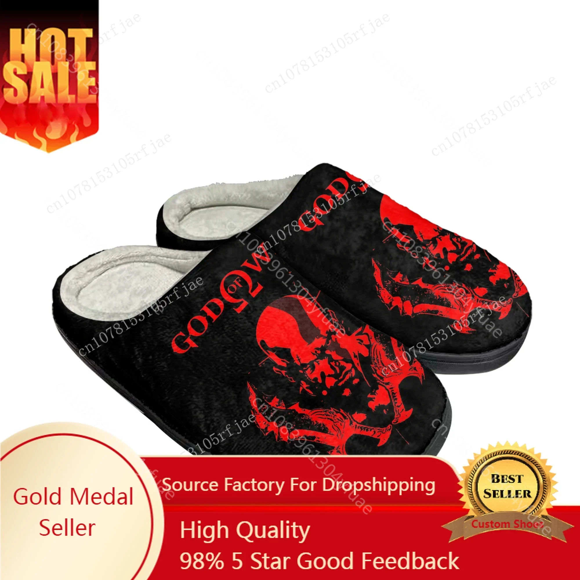 

God of War Custom Home Cotton Slippers Cartoon Game Men Women Teenager Plush Bedroom Casual Keep Warm Shoes Tailor Made Slipper