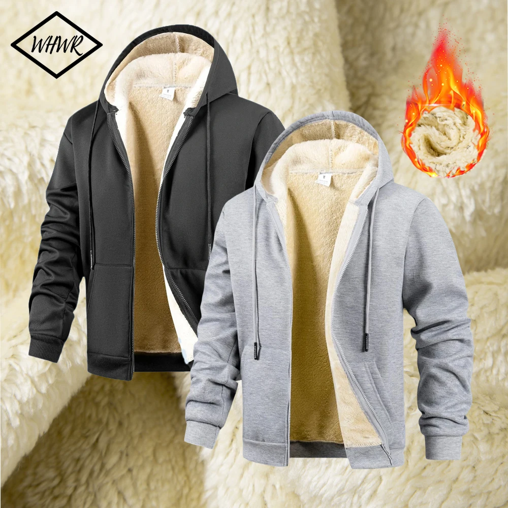 

Зимняя мужская толстая теплая куртка на молнии, флисовые теплые толстовки, утепленный кардиган, повседневные спортивные толстовки с длинными рукавами, пальто с капюшоном
