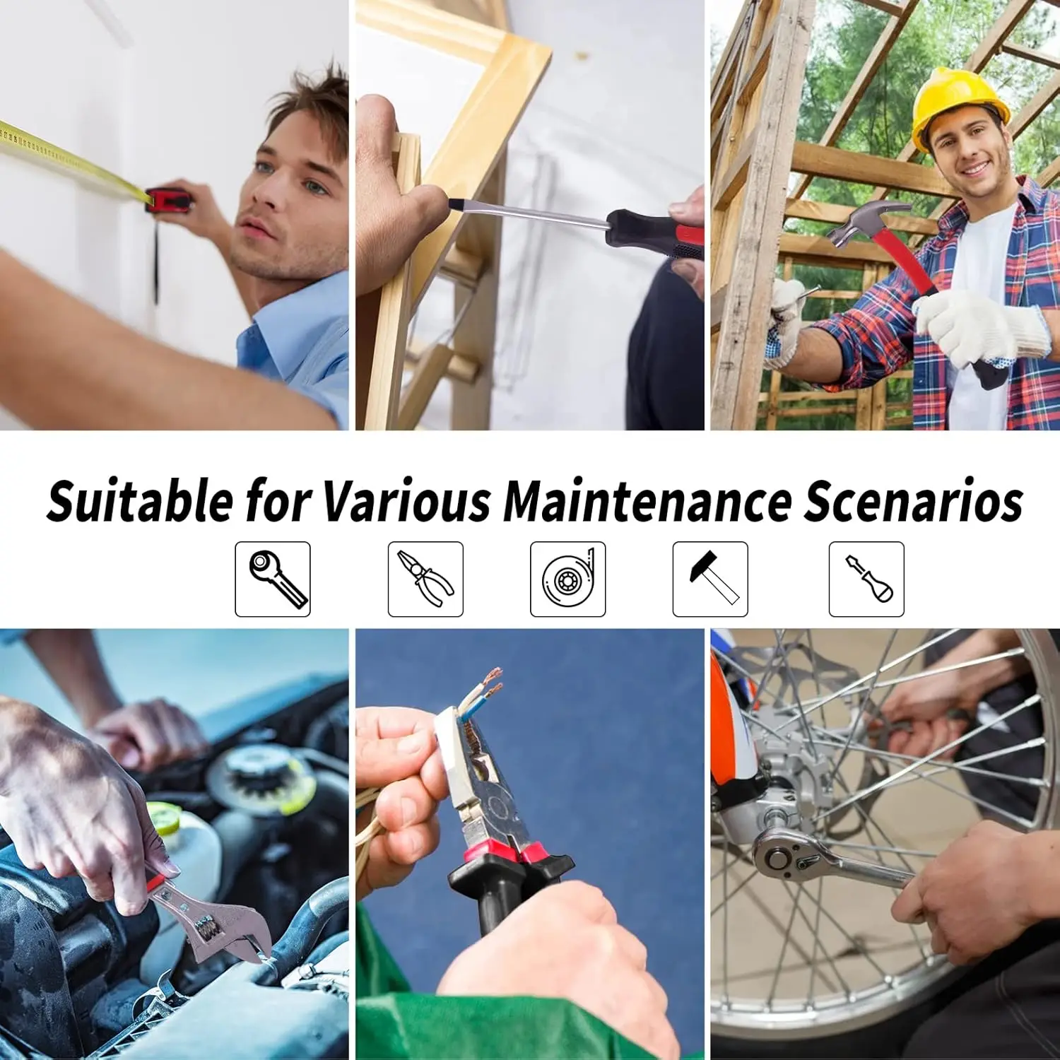 Tool Box with Tools, Kit with Rolling Box, Complete Box Set,Household Set, Aluminum Trolley Case Set