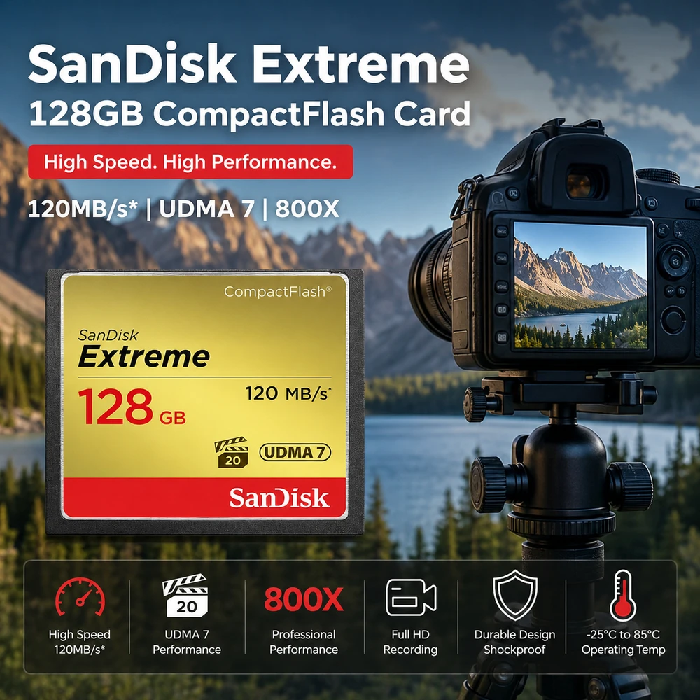 Tarjetas de memoria SANDISK Extreme Pro CF de 120 MB/s, tarjetas de memoria de 32 GB, 64 GB, 128 GB, tarjeta de memoria compacta de alta velocidad para cámaras DSLR y videocámaras HD