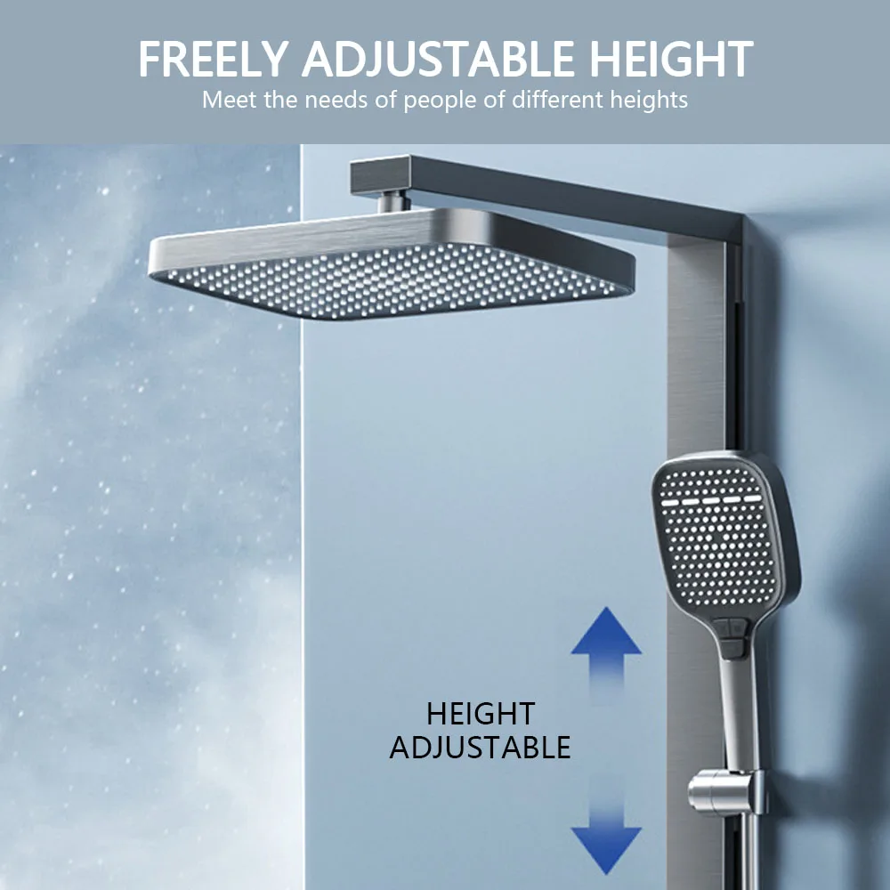 جميع ملحقات مجموعة الدش الرقمية ذات درجة الحرارة الثابتة المنزلية باللون الأبيض الحليبي والنحاس، نظام الدش Salle de bain