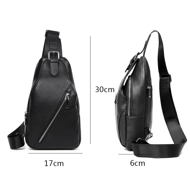 Cowhide Leather Men\'s Chest Bag Fashion Crossbody Bag Genuine Leather Casual Shoulder bag Male Waterproof Messnger Bags Pack