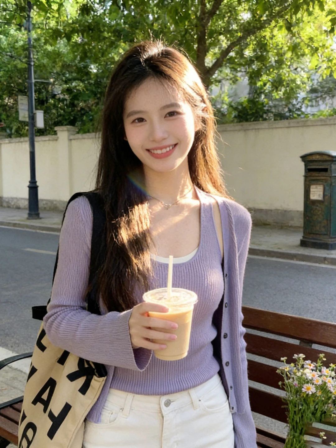 

Фиолетовый вязаный комплект из двух предметов: топ с длинными рукавами и кардиган на бретельках, мягкий, с открытым передом, в корейском стиле, новинка лета 2026 года