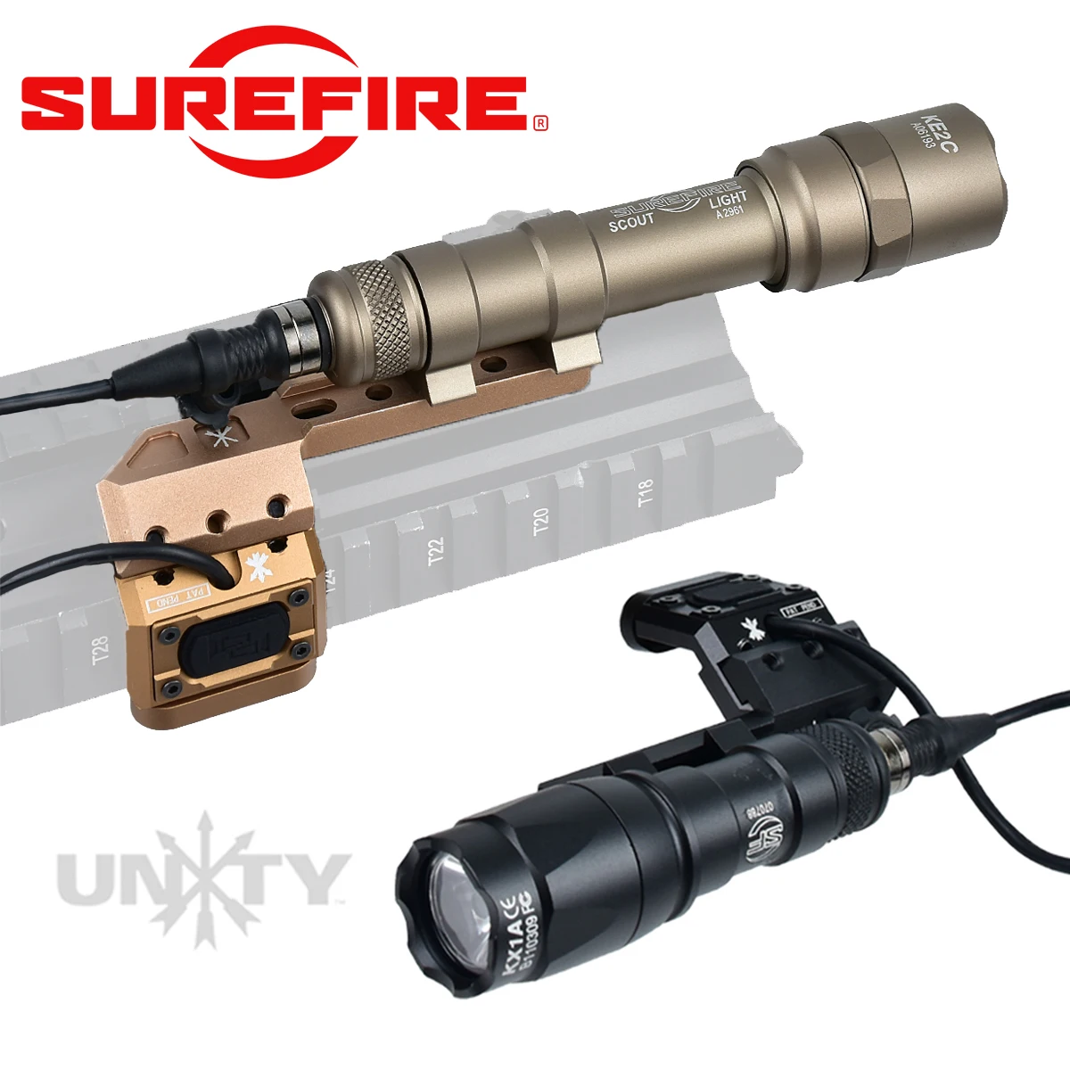 Lampe de poche tactique LED Surefire M600 M300 UNITY à double interrupteur, lampe de chasse SF pour fusil AR15, lampe de poche Airsoft