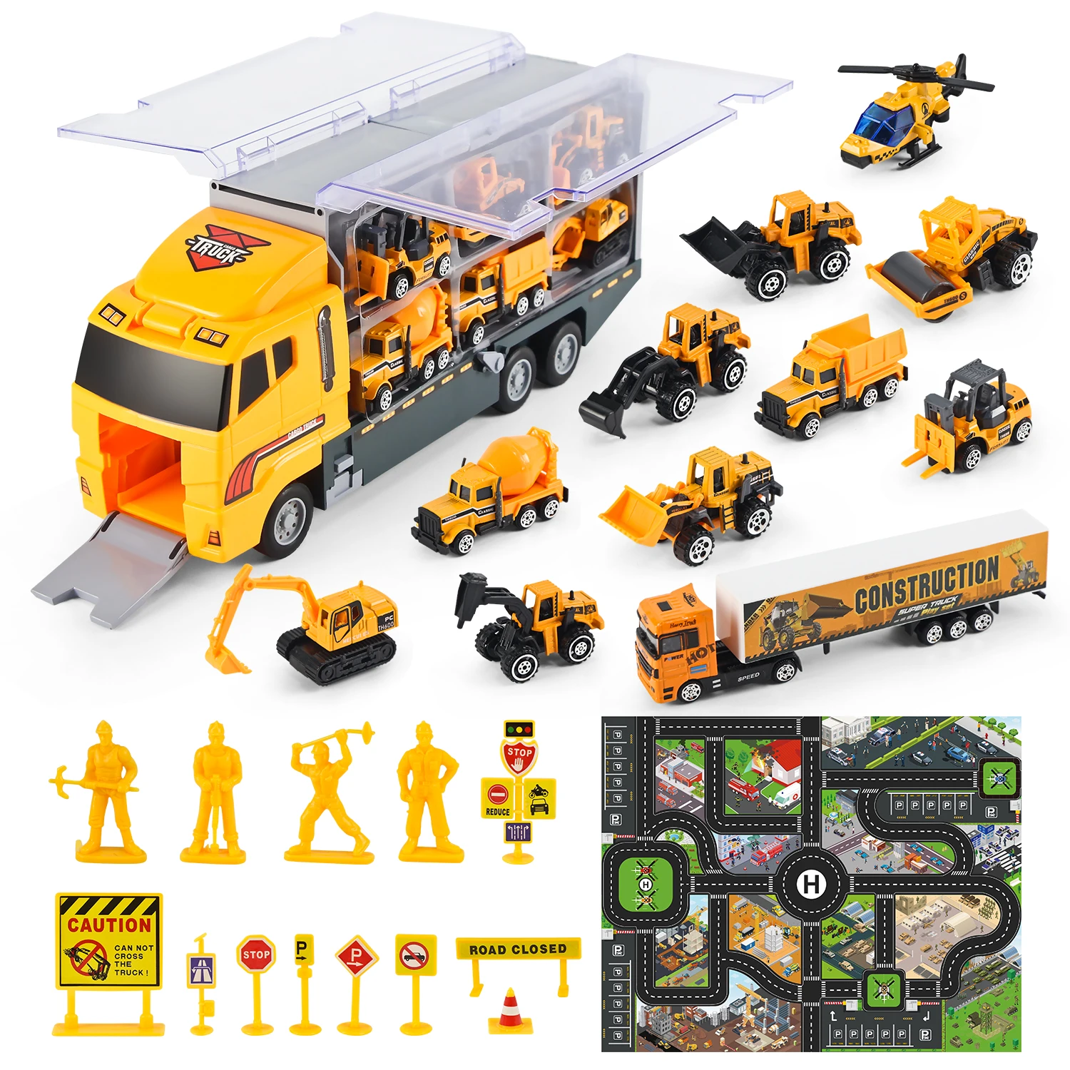 Big Construction Trucks Set 1:64 Scale Toys Mini Diecast Alloy Car Model Engineering Toys veicoli Carrier Truck Gifts ragazzi Toys