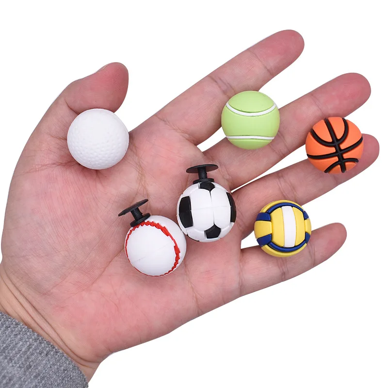 1-14pcs 3D Football Basketball Rugby Series PVC Shoe Charms Accessories DIY Detachable Sandal Wristbands Party Decorations view 4