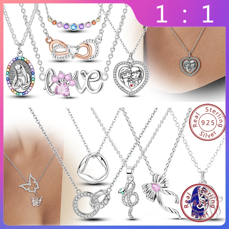 

Nuevos Collares de Plata de Ley 925 – Con Colgante de Circón en Diseños de Lazo de Tulipán, Corazón, Sol