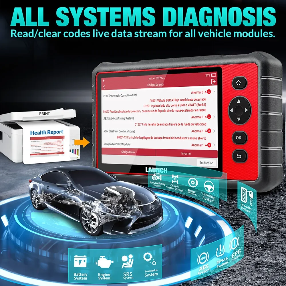 2024 Newest LAUNCH CRP909E OBD2 Scanner,Full System Car Scanner with 28+Reset Functions, Power Balance, TPMS Reset, ABS Bleeding