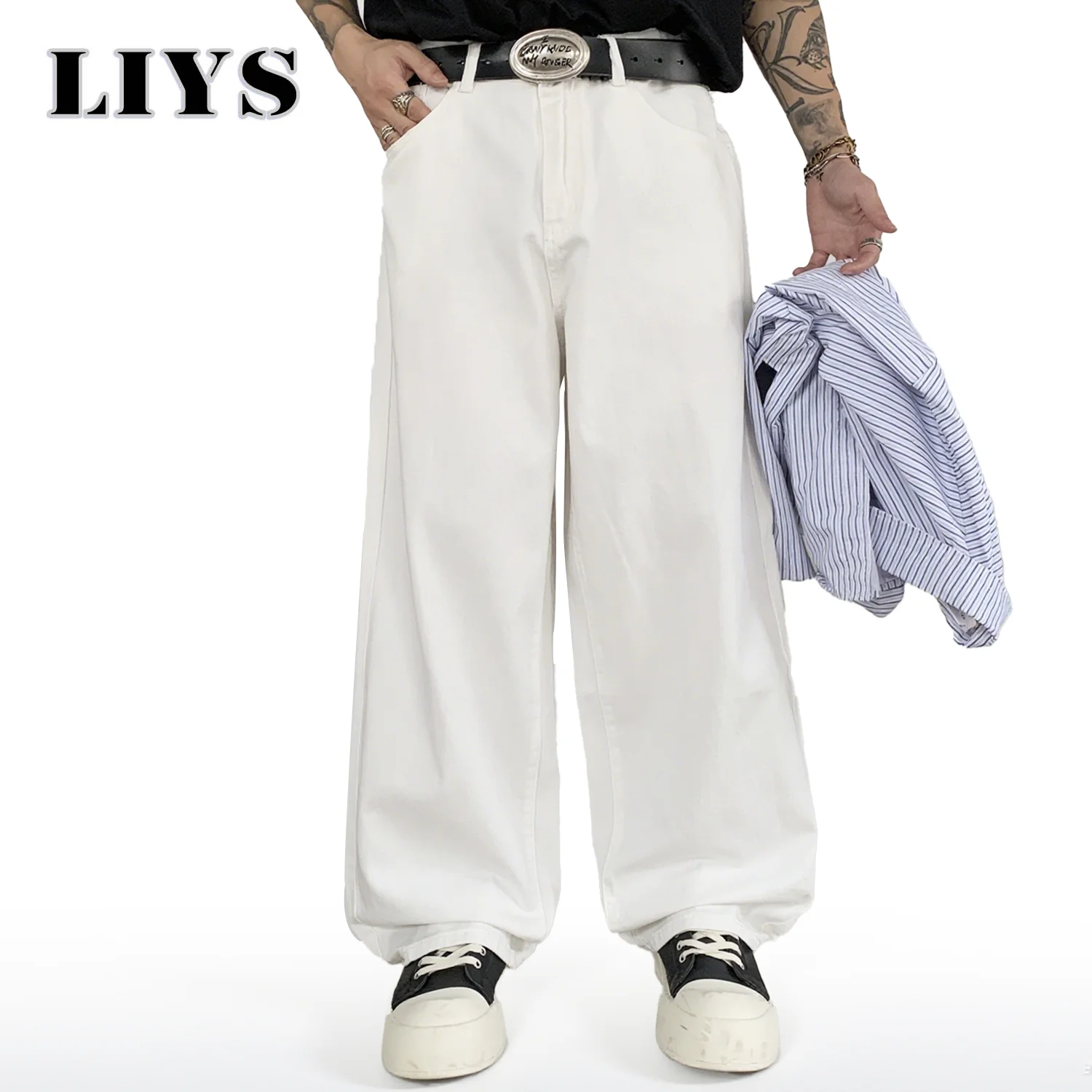 

Straight Jeans Men White Loose Unisex Denim Trousers Trend Neutral Jeans Men Baggy Casual Solid Man Women Pants Hip Hop Jeans