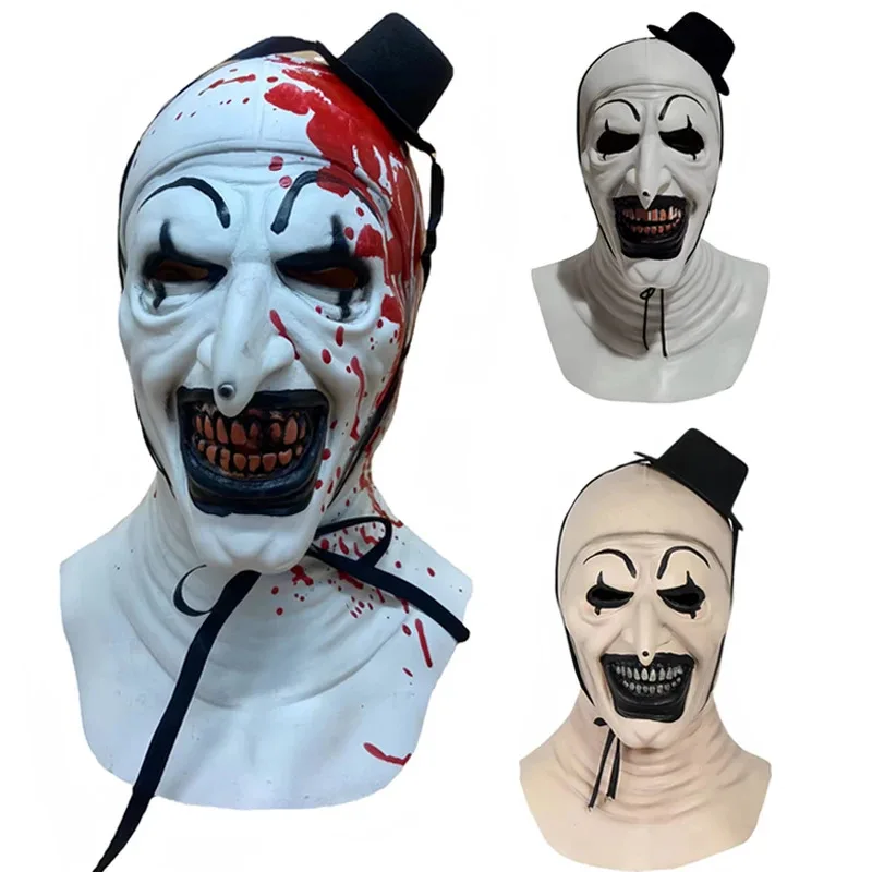 

Terrifier Clown Mask Scary Joker Killer Bloody Halloween Masks Horror Cosplay Costume Props for Adults