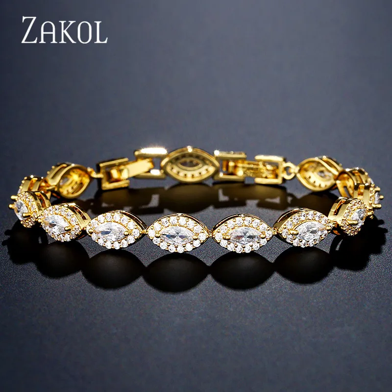 ZAKOL Delicate Zirconia Bracelets Bangle for Women Wedding Bridal Jewelry