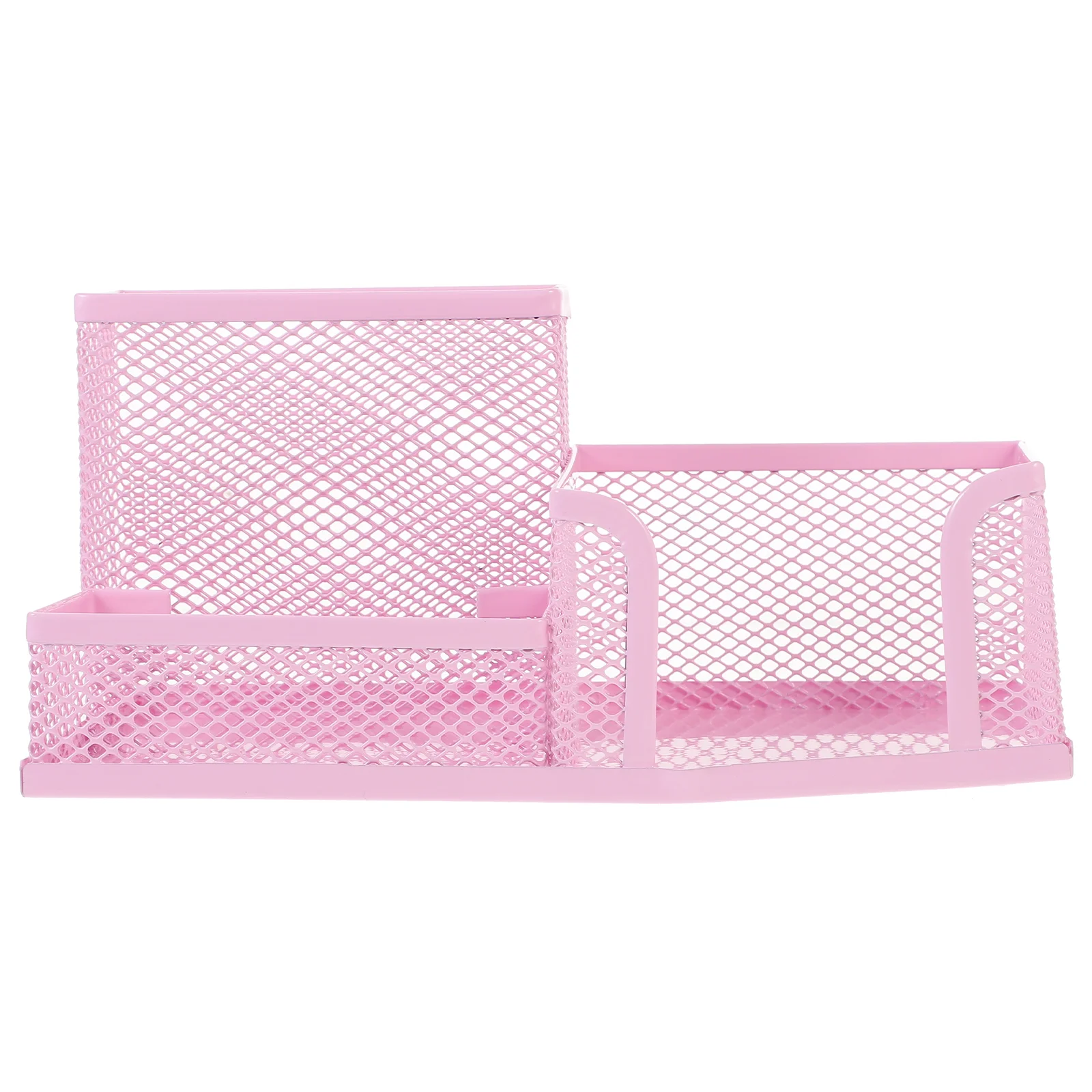 Mesh Desk Organizer Tray Metal Pen Holder Pens + Pencil Cups for Pink Office Accessories