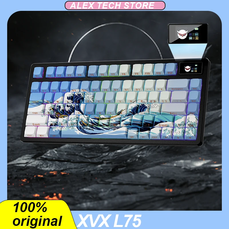 

Xvx L75 Dwarf Keyboard Tri-Mode 2.4g Wireless Bluetooth Oled Screen Rgb Backlight Ergonomics Customized Mechanical Keyboard