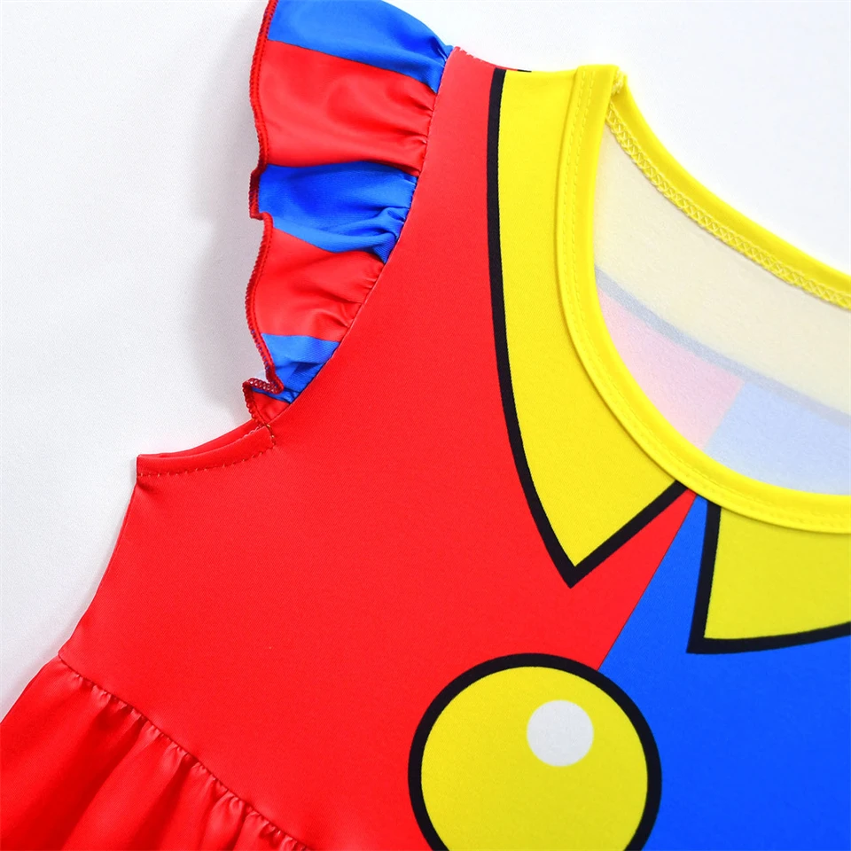 Pop Digital Circus Cartoon Girls Clothes Halloween Cosplay Birthday Party Role Play Carnival Children's Costume Fancy Kids Dress