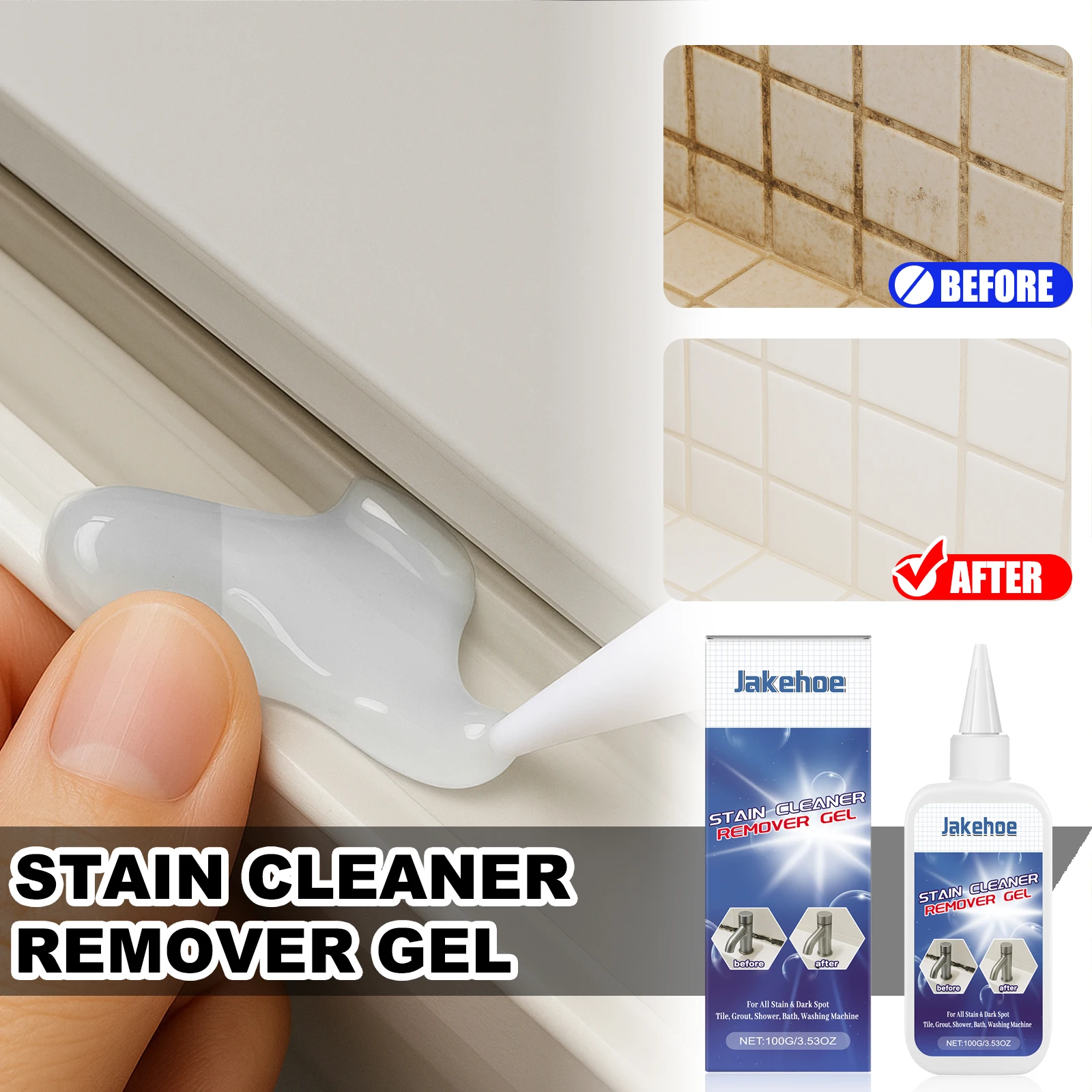 JAKEHOE Household Mold Remover Gel 100g Mould Stain Cleaner Gel Effective Mold Mildew Cleaner for Bathroom Washing Machine Wall
